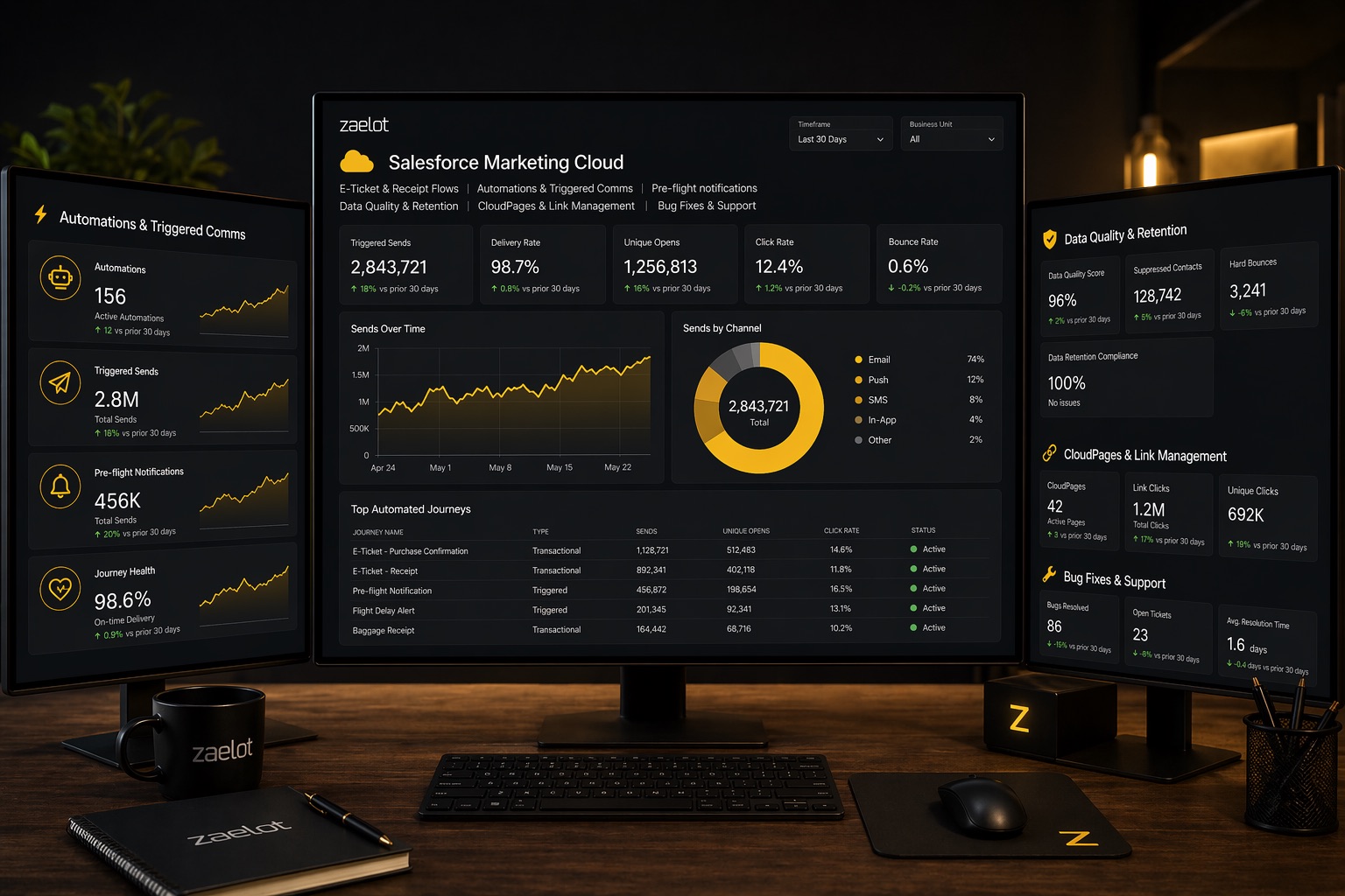 Image of a desktop showing Salesforce dashboard