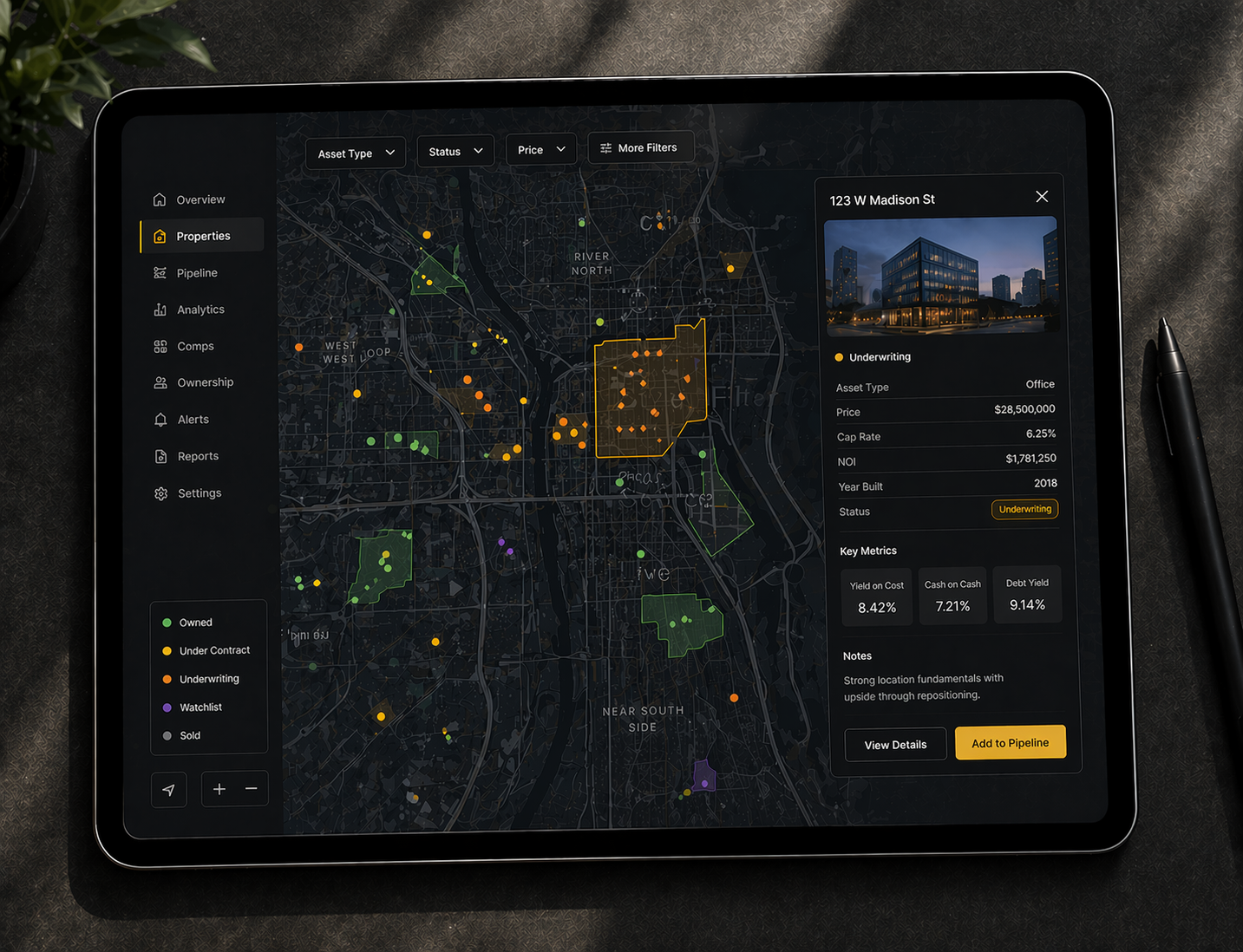 GIS mapping application on tablet